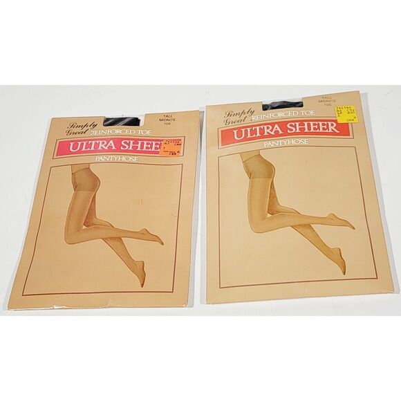 2 Simply Great Pantyhose Tall Midnite 105 Reinforced Toe Ultra Sheer Pantyhose - Picture 1 of 7